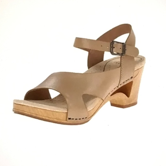 DANSKO Tasha Leather Heeled Sandals Wedge Platform Sand Women’s Size 39 Size 8.5 - Picture 1 of 16